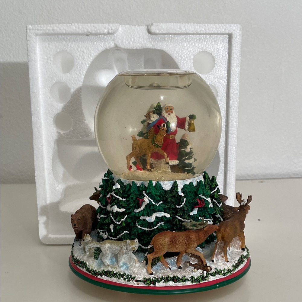 PartyLite Holiday Snow Globe with Santa and Reindeer